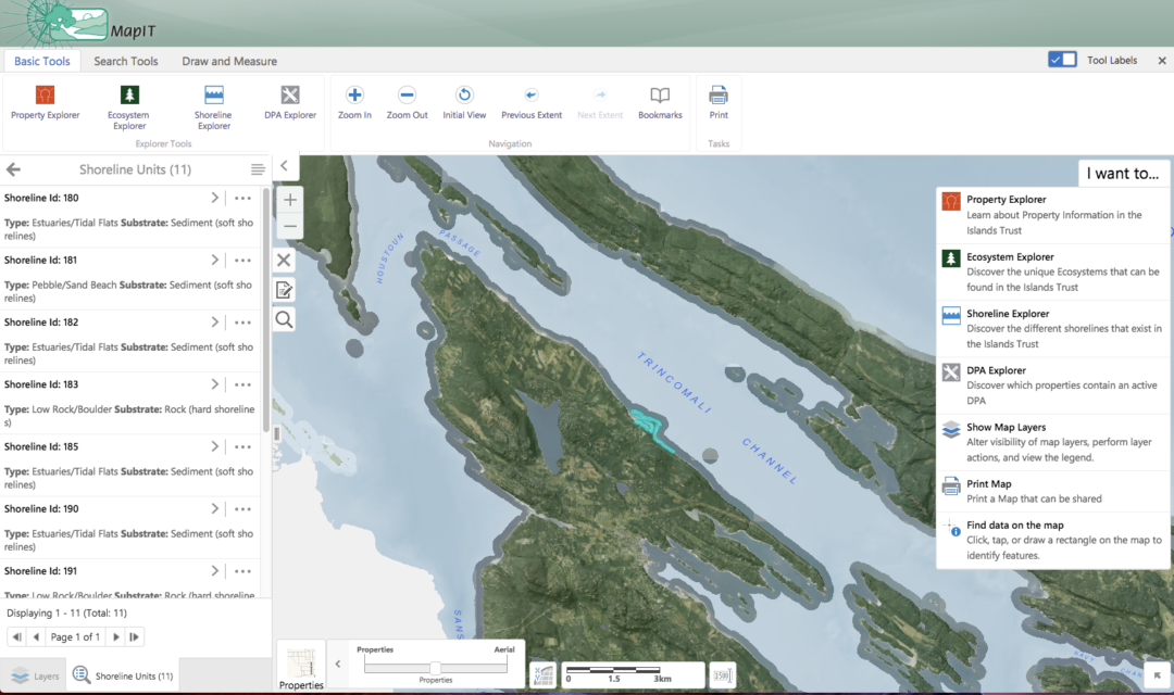 Islands Trust mapIT GIS interface
